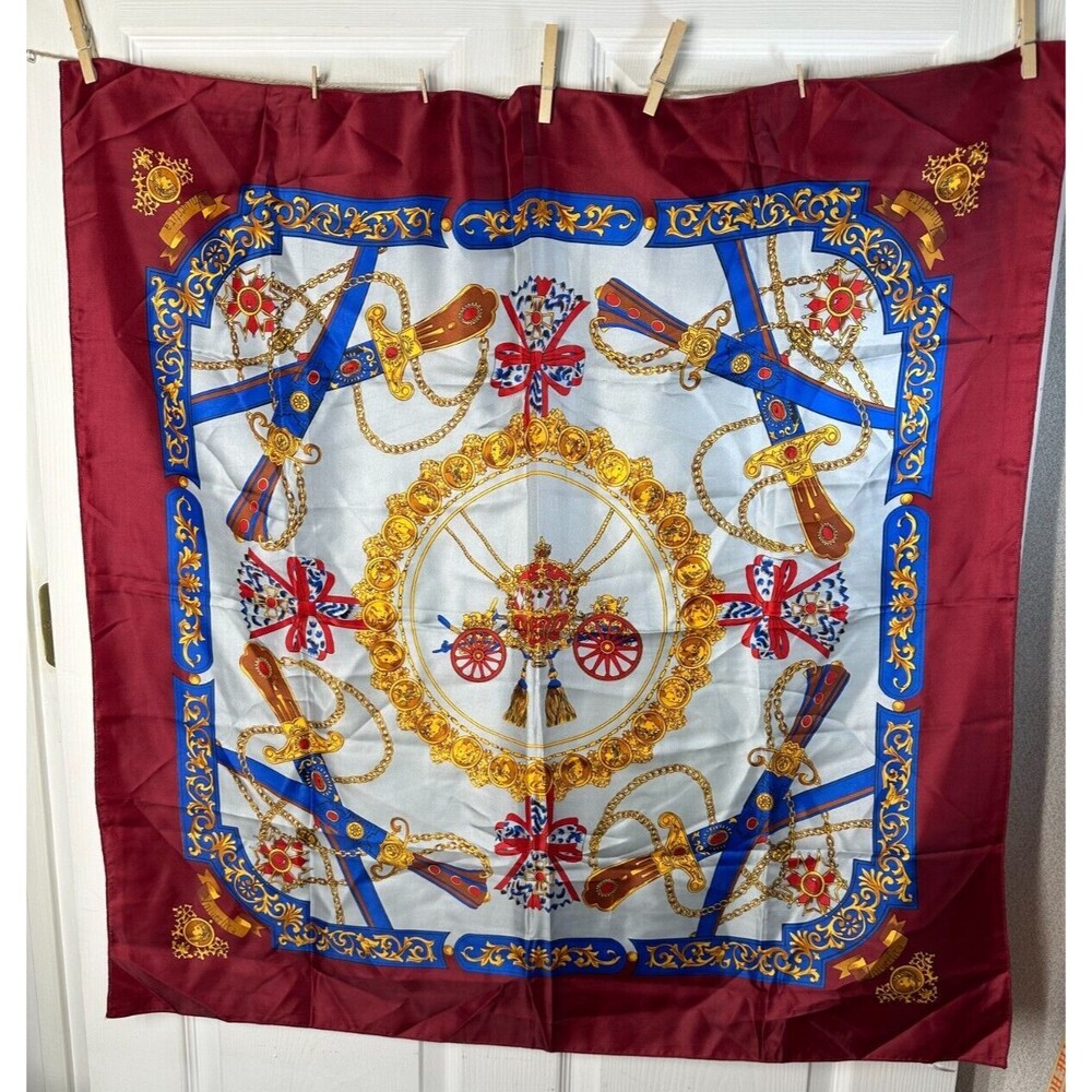 Ladies Scarf Regal Themed 100% Polyester 35in Square Made in Vietnam